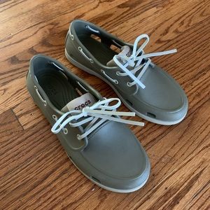 CROCS Classic Boat Shoes in Olive Green